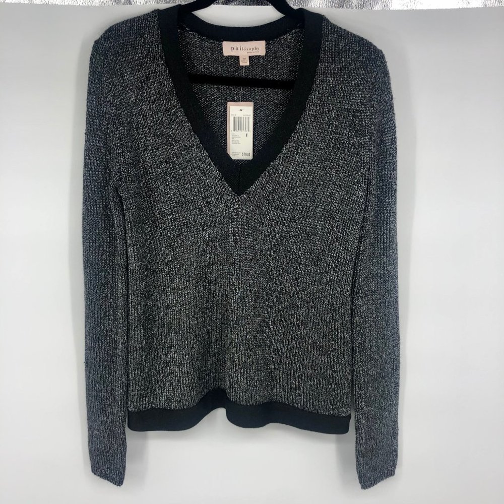 Philosophy Black White Silver Sweater Medium $78
